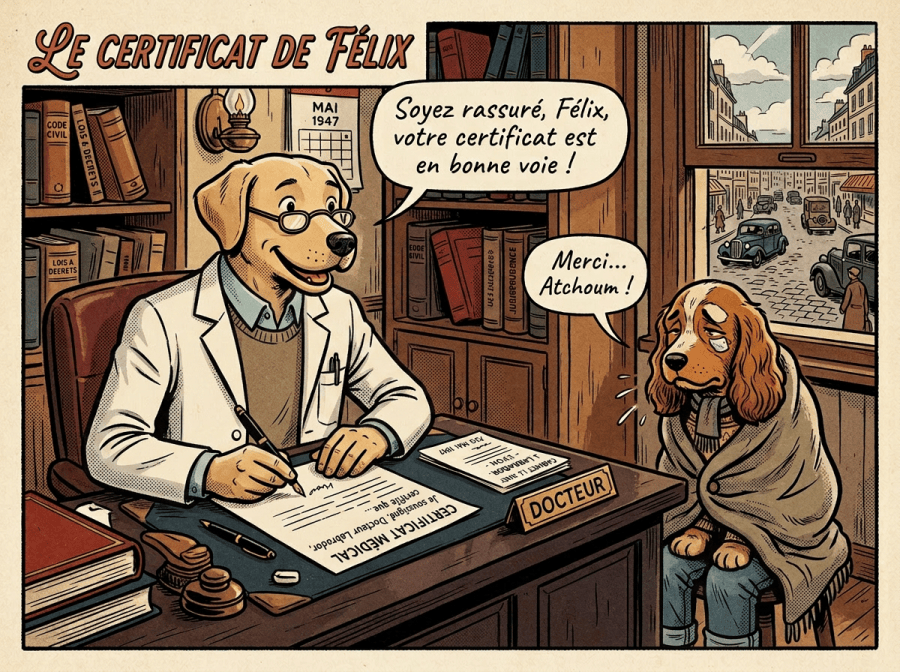 Labrador médecin, Félix corps humain jean pull